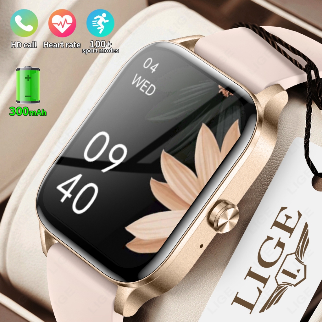 Lige Original สมาร์ทวอท์ชผู้หญิงผู้ชายบลูทูธโทรออกซิเจนในเลือด Heart Rate 1.85 นิ้ว 100 + กีฬาสมาร์ทวอทช์กันน้ําสําหรับ Android iOS