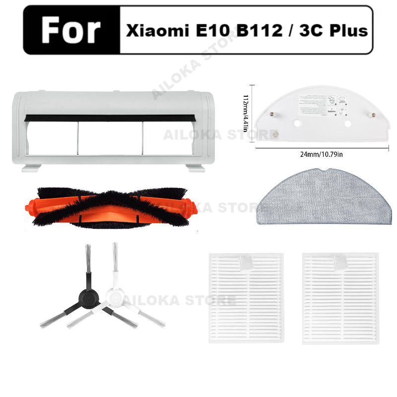 【Accessories 】สำหรับ For Xiaomi Robot Vacuum E10 / E12 / E10C / 3C Plus / C103 / B112 ชิ้นส่วนอะไหล่ทดแทน แปรงด้านข้าง แผ่นกรอง Hepa ผ้าถูพื้น