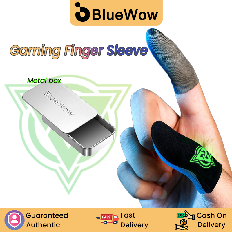 Bluewow Noctilucent เกมแขนนิ้วเงินผ้า Breathable Sweatproof Gaming Thumb ถุงมือบางสําหรับ Pubg