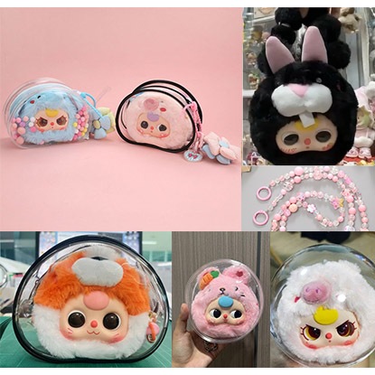 Babythree PVC Dolls Organizer Box มัลติฟังก์ชั่นแบบพกพาโปร่งใส Thicken จี้ห้อยกระเป๋า
