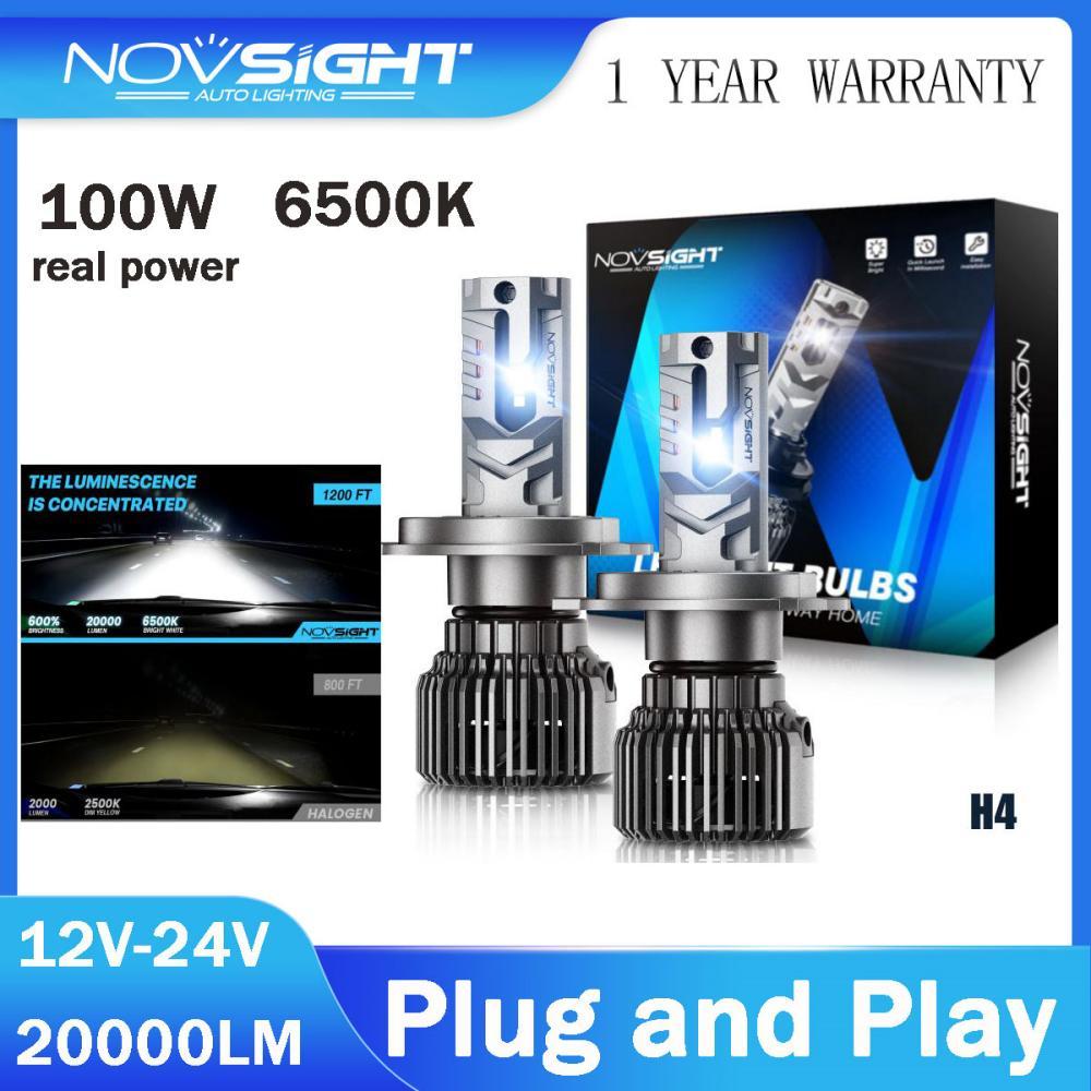 2pcs 100W 20000LM LED Novsight H4 ไฟหน้ารถสําหรับรถยนต์ Super Bright N75 H11 LED H7 H1 9005 HB3 9006