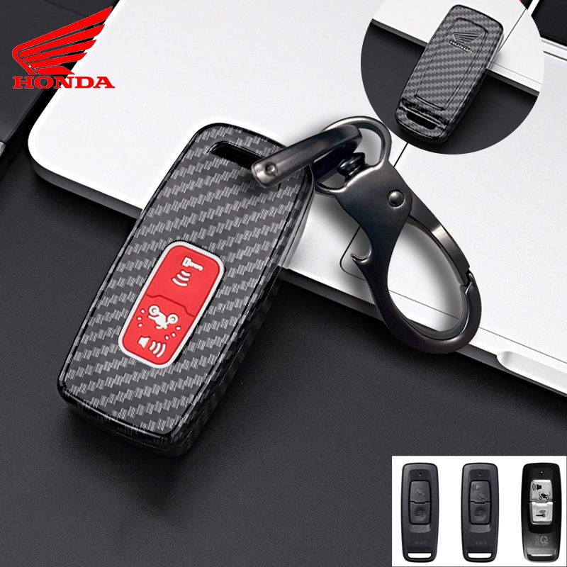 คาร์บอนไฟเบอร์รถ Remote Key สําหรับ Honda PXC 160/PCX/Vario/ADV/Scoopyi/Lead/Giorno/SH/Vision ฝาครอบกุญแจคาร์บอน Hard Case Honda พวงกุญแจ