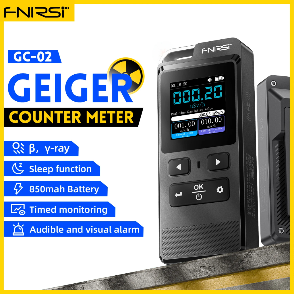 Fnirsi GC-02 Geiger Counter เครื่องตรวจจับรังสีนิวเคลียร์ Personal Dosimeter X-ray γ-ray Radioactivity Tester Marble Detector