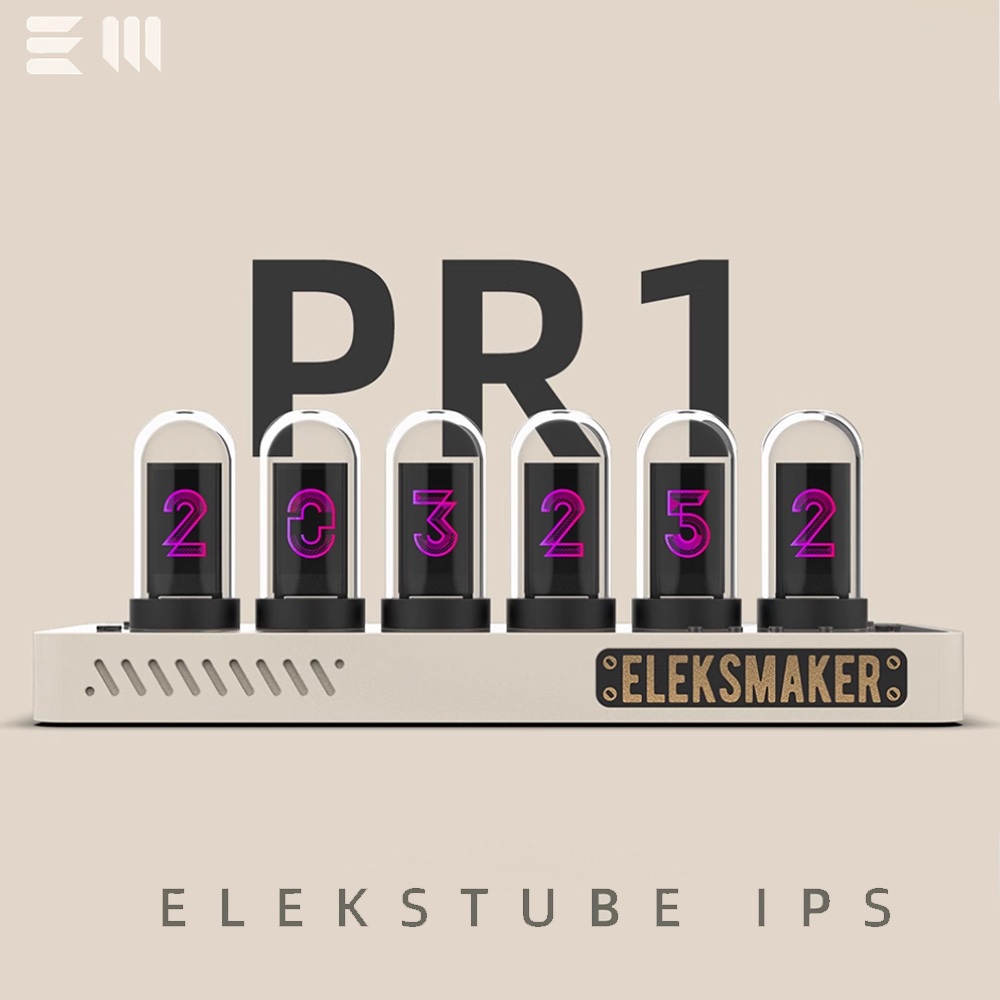-LW- Em EleksMaker IPS Desktop Collication Clock Creative ตกแต่ง RGB นาฬิกาดิจิตอล Analog Glow Tube หน้าจอ IPS EleksTube IPS PR1