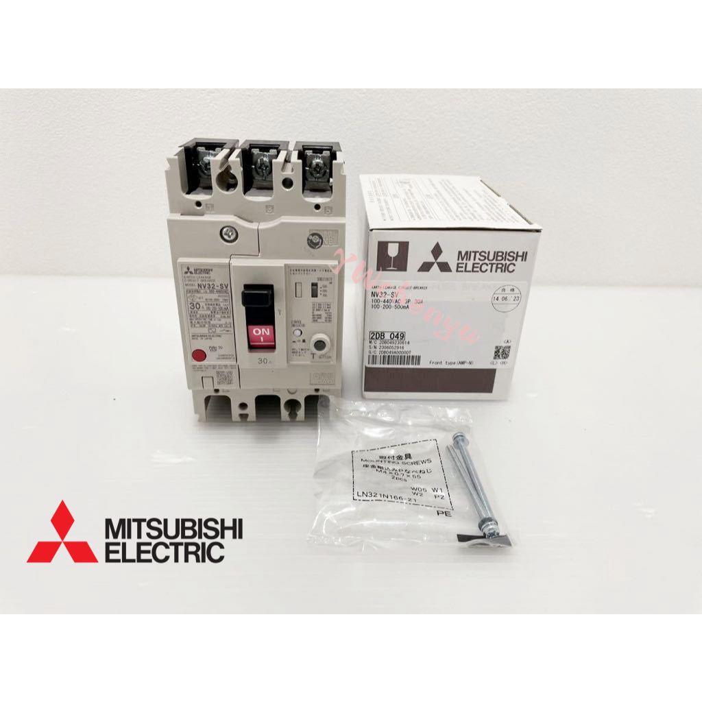 MITSUBISHI เบรกเกอร์ป้องกันไฟดูด NV32-SV 3P อุปกรณ์เสริมกระแสใหม่ 100.200.500mA