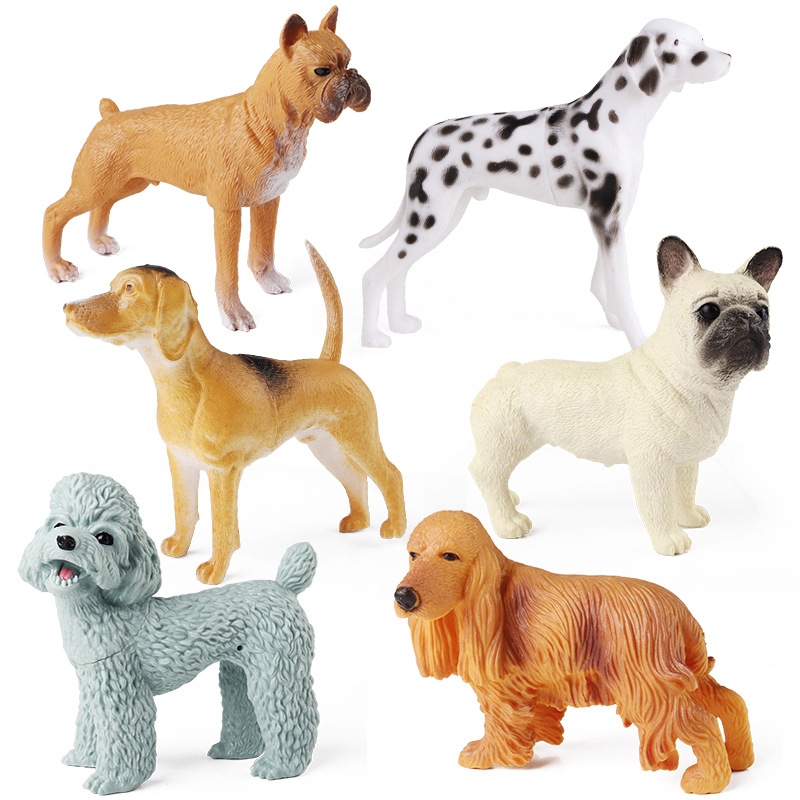 สุนัข Bulldog Dalmatian Poodle Cocker Spaniel จําลองเด็กการศึกษาความรู้ความเข้าใจของเล่นสัตว์ตกแต่ง