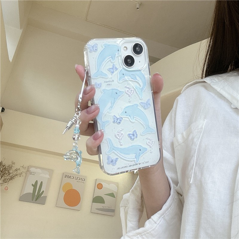 Iphone 15 Pro max 14 Pro max เคสโทรศัพท์กระบวนการ TPU ลาย Dolphin