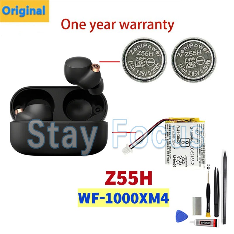 3in1 ใหม่คุณภาพสูง 520mAh Li-ion ชุดหูฟังไร้สายแบตเตอรี่สําหรับ Sony WF-1000XM4 ชาร์จกรณี Z55H Zenipower