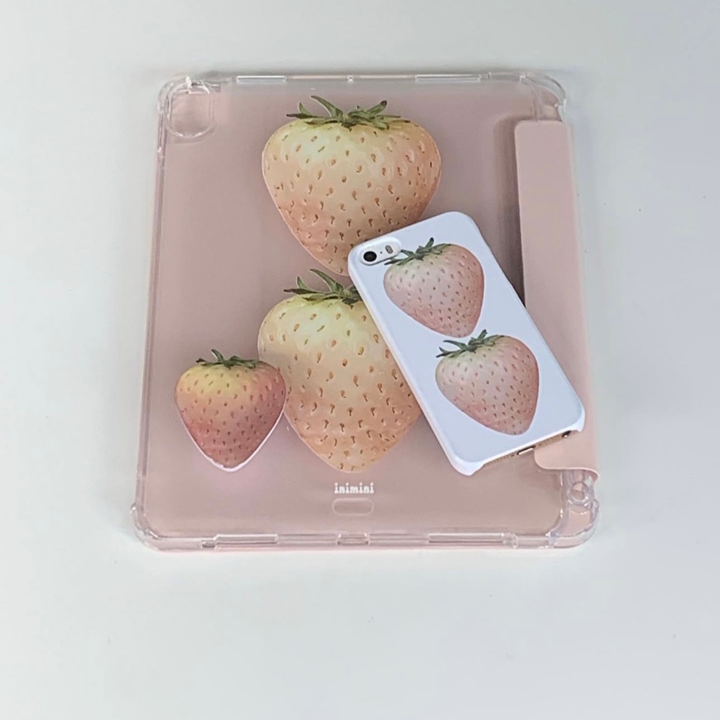 สไตล์เกาหลีอินสไตล์หวานน่ารักสตรอเบอร์รี่สีชมพูเหมาะสําหรับ2024เคสป้องกันไอแพด2022แอปเปิ้ลไอแพด35ซมเคสป้องกันอากาศ5 10.9เคสแท็บเล็ตกันกระแทกนิ่มพร้อมที่ใส่ปากกา37ช