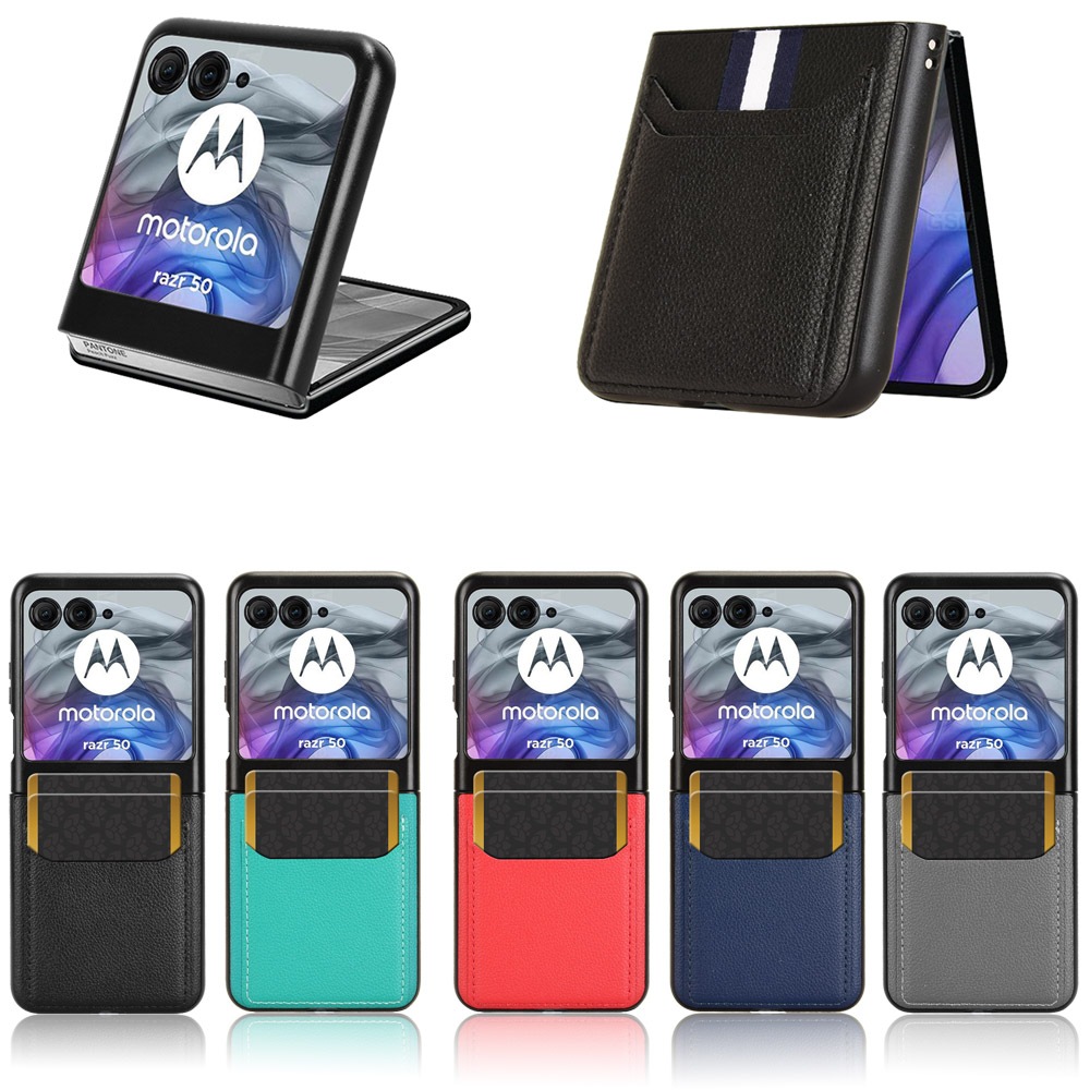 กรณีสําหรับ โมโตโรล่า โมโต Motorola Moto Razr 50 40 Ultra อัลตร้ากรณีโทรศัพท์รูปแบบลิ้นจี่บางเฉียบคุ้มครองเต็มรูปแบบปกหลังด้วยกระเป๋าบัตร