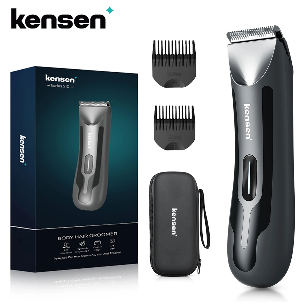 Kensen ปัตตาเลี่ยนตัดผมไฟฟ้า กันน้ํา พร้อมไฟ LED ที่กันจอนขนตามร่างกาย สําหรับผู้ชาย Body Hair Trimmer จุดซ่อนเล้น เครื่องโกนขนไฟฟ้า เครื่องโกนหนวดส่วนส่วนตัว