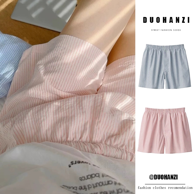 Duohanzi กางเกงขาสั ้ นผู ้ หญิงสีทึบสบายๆลายกางเกงชุดนอนสไตล ์ เกาหลี Homewear ชุดนอนกางเกง