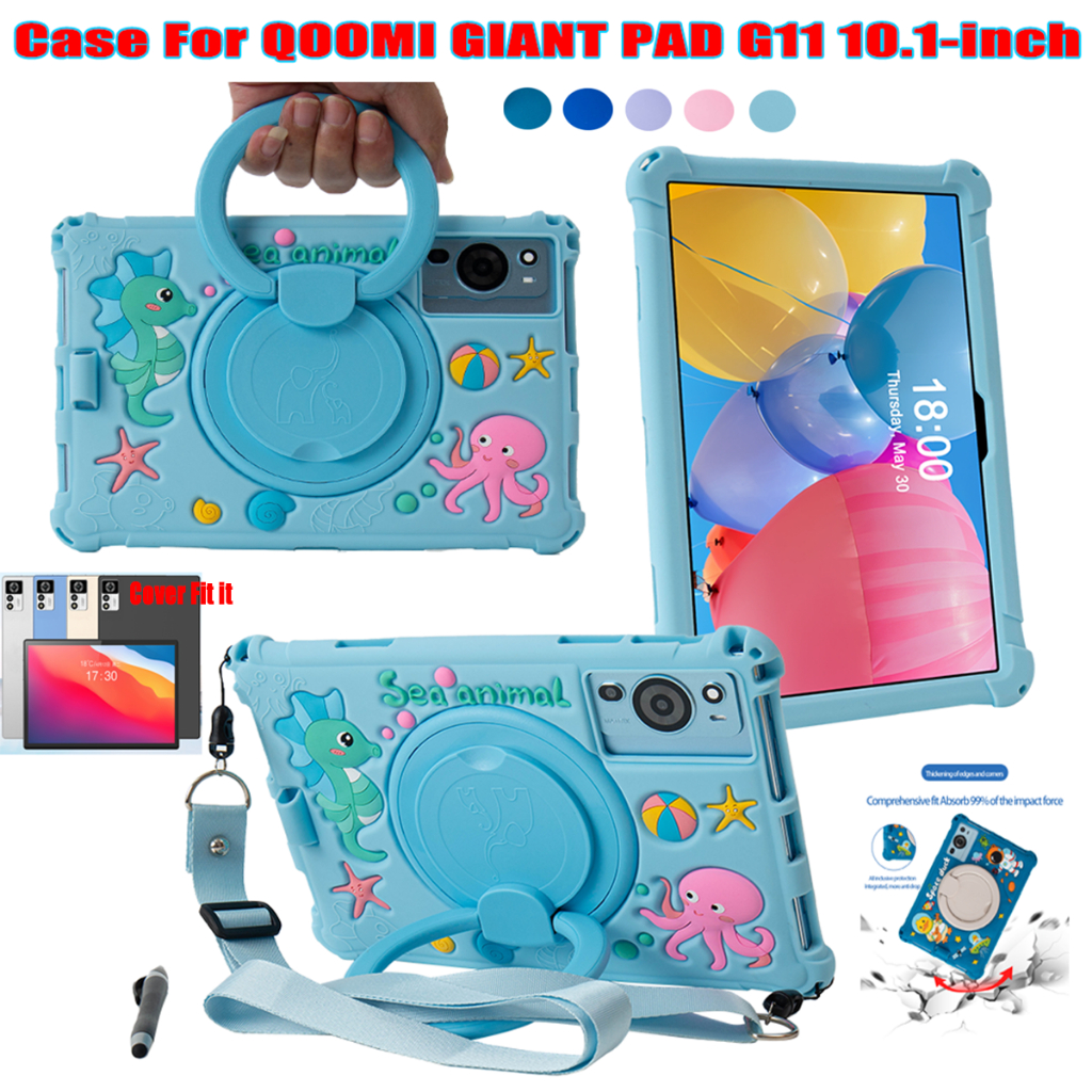 สําหรับ QOMOI GIANT PAD G11 10.1 นิ้วคุณภาพสูงซิลิโคนนุ่มหมุนได้สําหรับ QOMOI GIANT PAD G11 10.1 "แฟชั่นน่ารักการ์ตูน Drop ทนแท็บเล็ตป้องกันกรณี