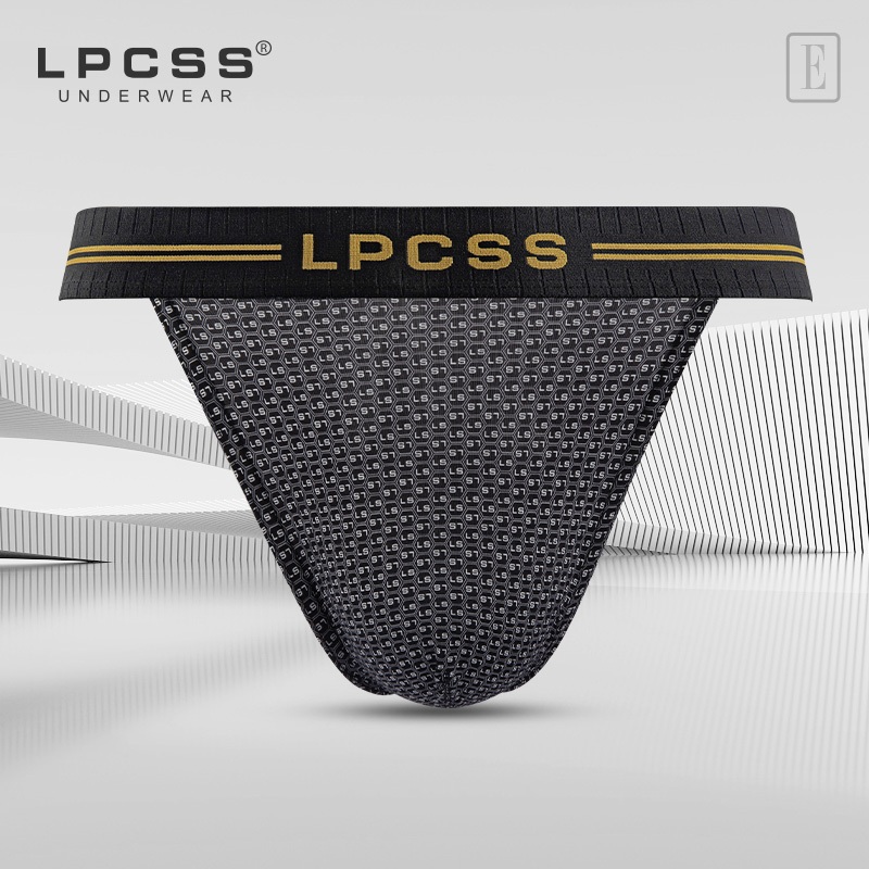 LPCSS ชุดชั้นในบุรุษผ้าไหมแฟชั่นพิมพ์เอวกลางชั้นเดียวระบายอากาศสูงส้อมเซ็กซี่สามเหลี่ยมกางเกง