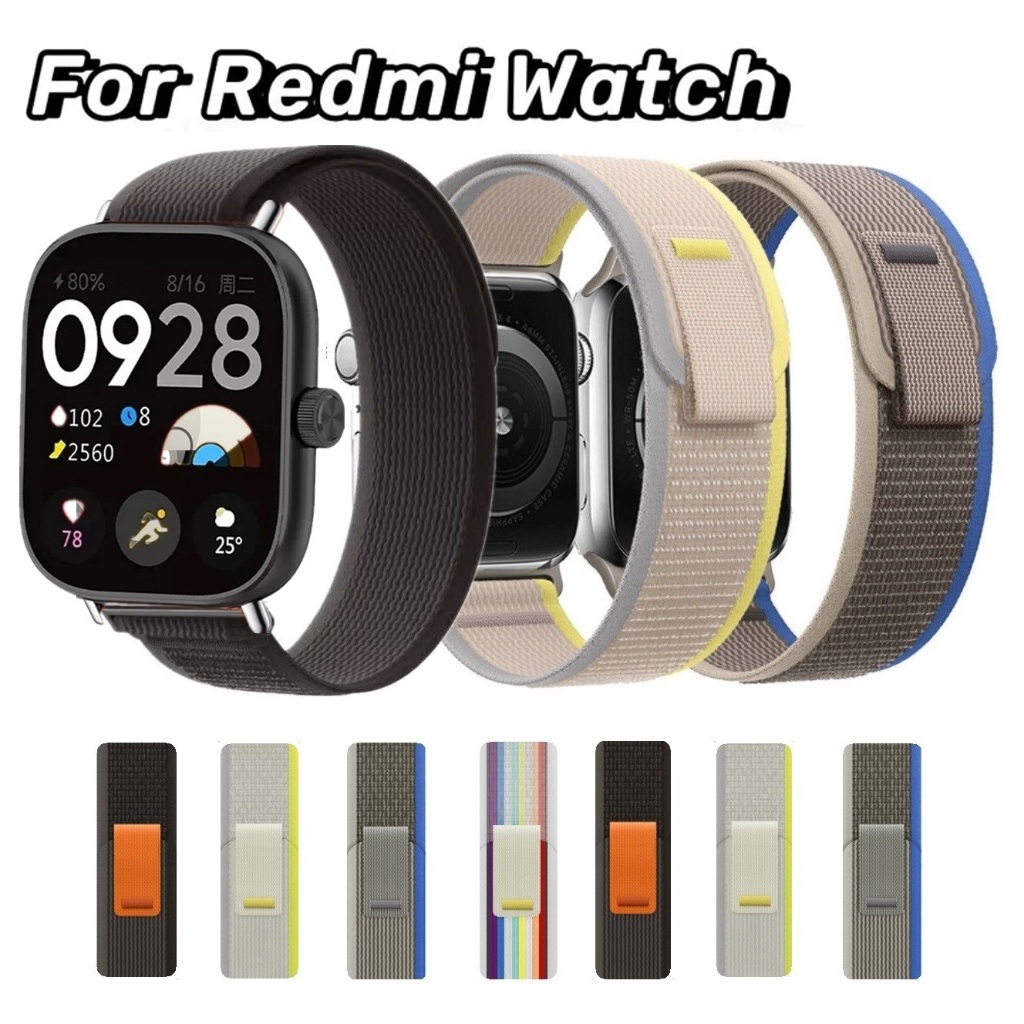 สาย Redmi watch 5 Active Strap ไนลอนห่วงสําหรับ Xiaomi Redmi watch 5 Active สาย ปรับ สาย redmi watch 4 / Mi Band 8 pro สร้อยข้อมือสําหรับ Redmi watch 5 Lite สาย redmi watch 4 สาย Nylon Loop สาย redmi watch 3 Strap redmi watch 3 active สาย