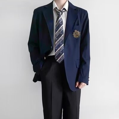 Retro Preppy สไตล์เสื้อสูทชาย M-3XL ฤดูใบไม้ผลิฤดูใบไม้ร่วงอินเทรนด์ Ruffian หล่อชุดเสื้อสเวตเตอร์ถักแฟชั่นผู้ชาย Casual All-Match ชุดด้านบนผู้ชายสไตล์
