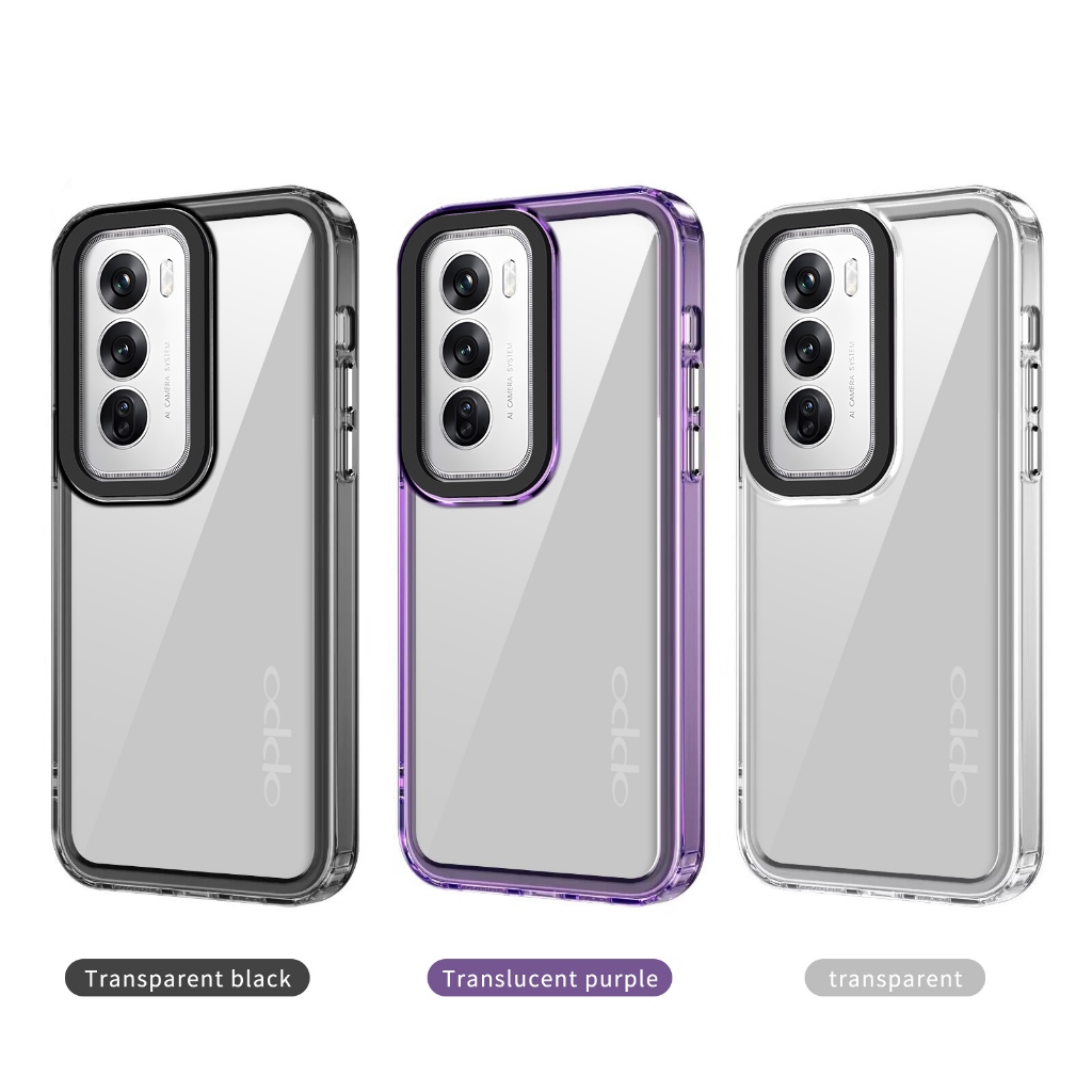 Clear เคสโทรศัพท์สําหรับ OPPO Reno 12 11 10 9 Pro 8T 4G 5G 11F กรณีกันกระแทกปกหลัง Clear Shell