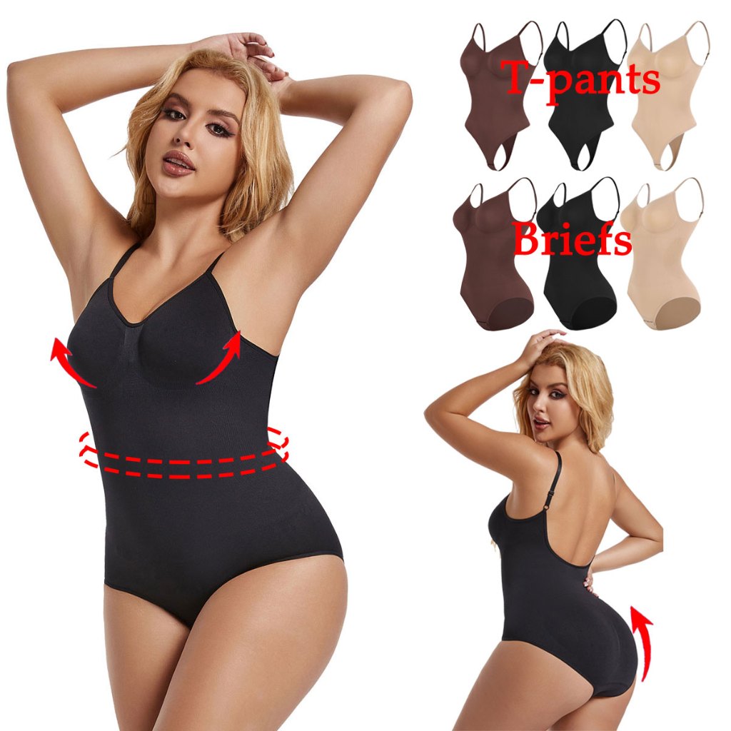 【XS-3XL 】Nioenpt Women 's One-piece Shapewear สายรัดปรับได ้ การออกแบบเปลือยผ ้ ายืดหยุ ่ นสูงเปิดเป ้ าBreathable Black/Brown/Skinสีขนาด XS-3XL