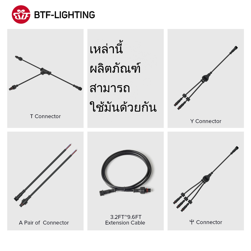 BTF-LIGHTING ขั้วต่อกันน้ํา 2/3/4/5Pin รูปร่าง Y/T ต่อสายเคเบิล 8AWG 20AWG 22AWG 24AWG เหมาะสําหรับว