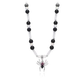 แฟชั่นเรืองแสงในที่มืดส่องสว่างสีแดงสีดําลูกปัดโมเสคโซ่กระดู…