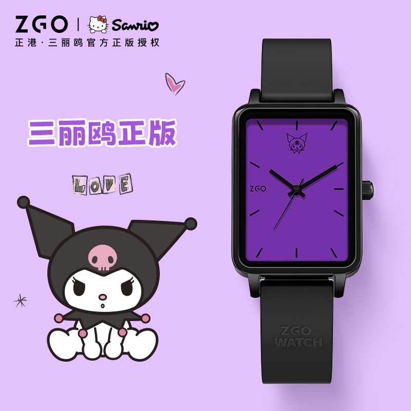 ZGO x Sanrio Kuromi Ladies Watch Simple All-Match Square High-value Couple Quartz Watch 2107