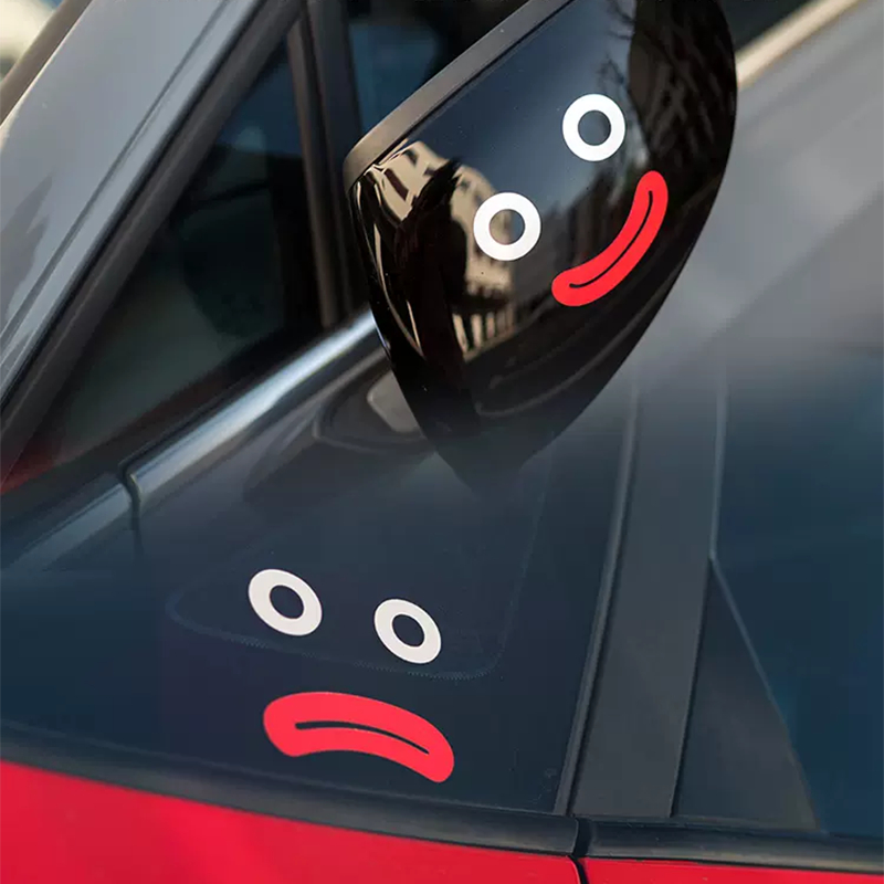 Creative Sausage Mouth Expression Smiley Face Car กระจกสะท้อนแสงหน้าต่างด้านข้าง B-pole ตกแต่ง Refle
