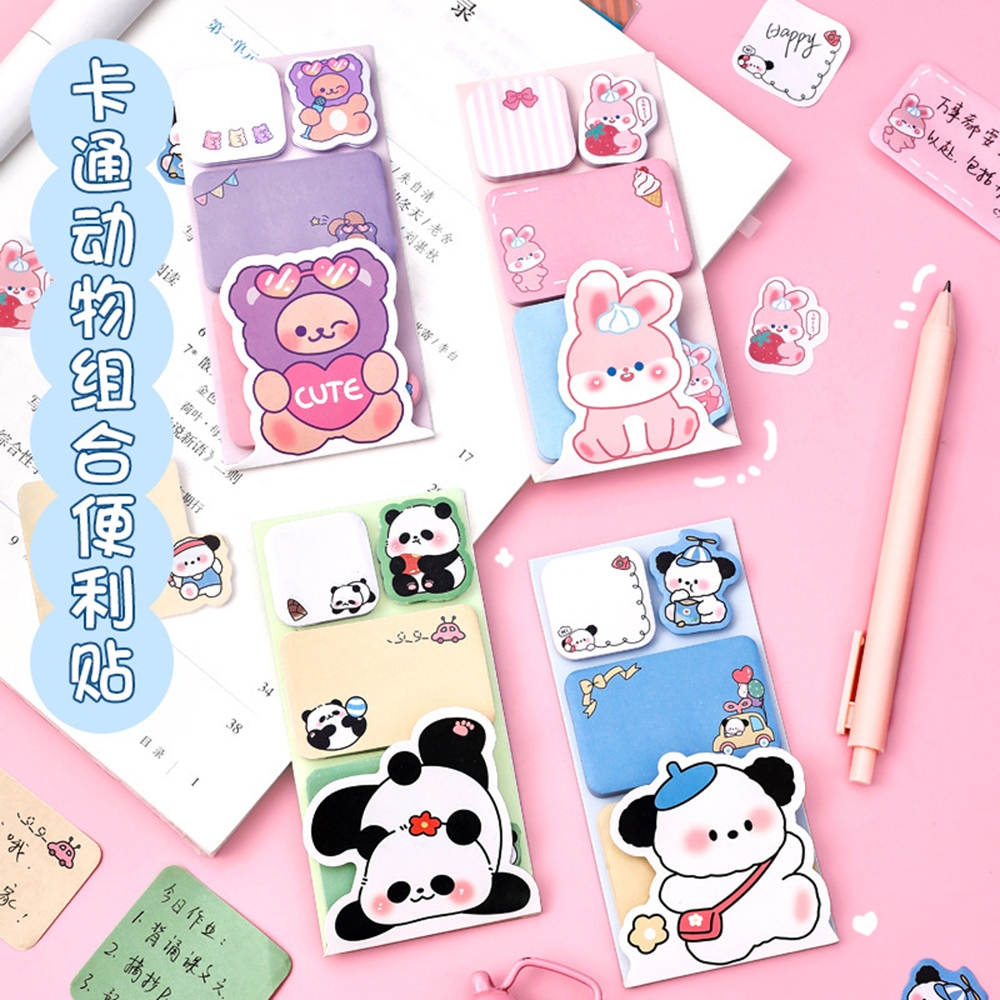 การ์ตูนน่ารักสัตว์รวมกันบันทึกเหนียวนักเรียนโพสต์อิทโน้ตสติกเกอร์ตกแต่งบันทึกข้อความ