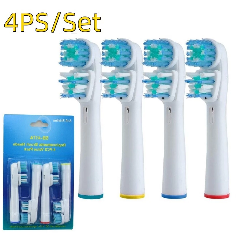 4pcs/set แปรงสีฟันไฟฟ ้ าเปลี ่ ยนหัวแปรงฟันแบบถอดเปลี ่ ยนได ้ สําหรับ Oral B หัวฉีดแปรงสีฟันโรตารี ่