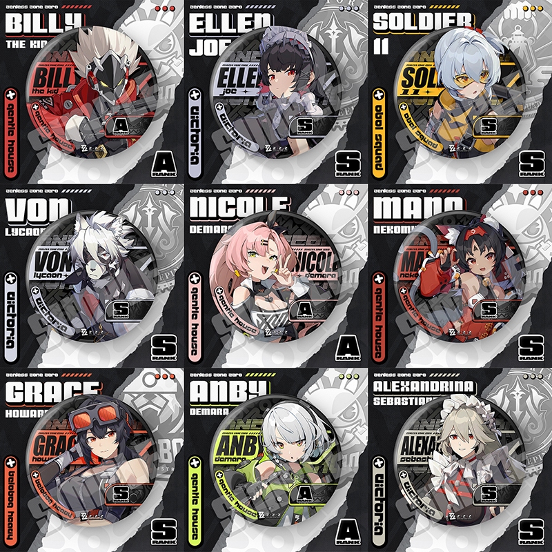 ป้าย Zenless Zone Zero 75mm ZZZ Ellen Hoshimi ป้ายกระพริบโลหะ