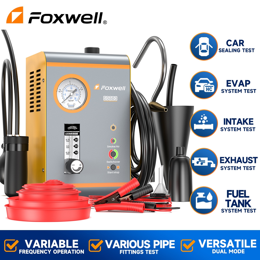 Foxwell SD203 รถควันรั ่ วเครื ่ อง EVAP ทดสอบในตัวปั ๊ มลมสูญญากาศเครื ่ องตรวจจับรั ่ ว Dual Mode รถท ่ อรั ่ ว Diagnostic Tester