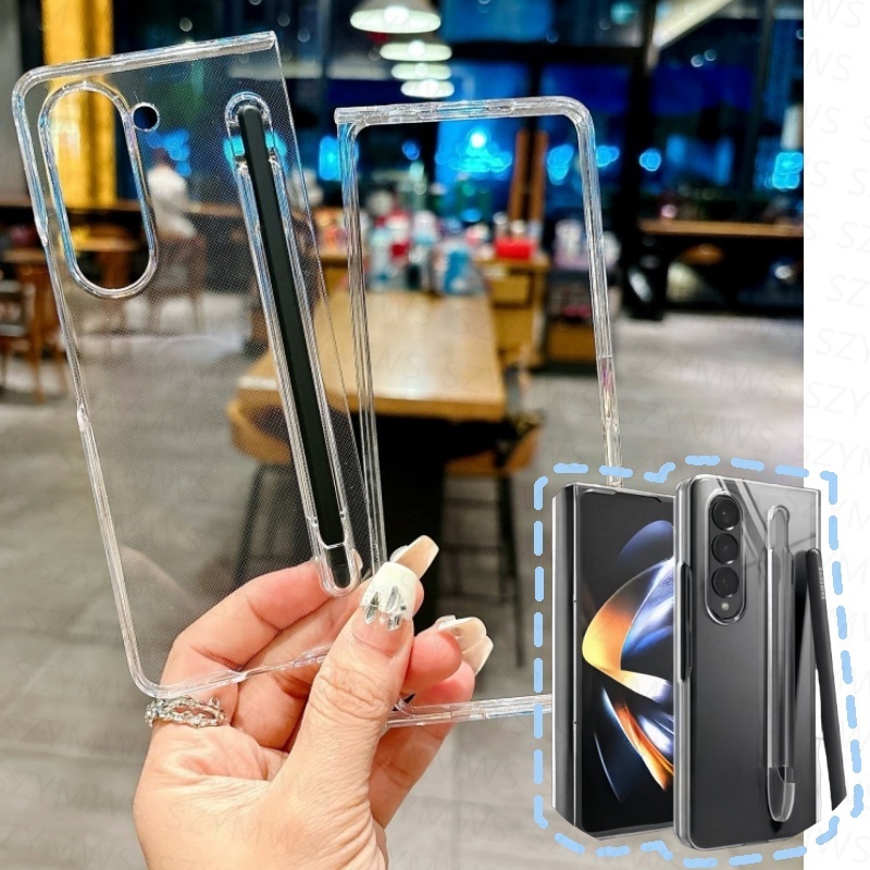 เคสใสสําหรับ Samsung Galaxy Z พับ 7 6 5 โปร่งใส Drop-proof กรณีช่องเสียบปากกาสําหรับ Samsung Z พับ 5 6 7