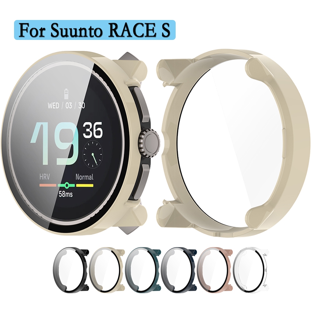 2-in-1 นาฬิกาสําหรับ Suunto RACE S พร้อมฟิล์มกระจกนิรภัยปกแข็งพร้อมฟิล์มป้องกันหน้าจอวัสดุ PC Shell