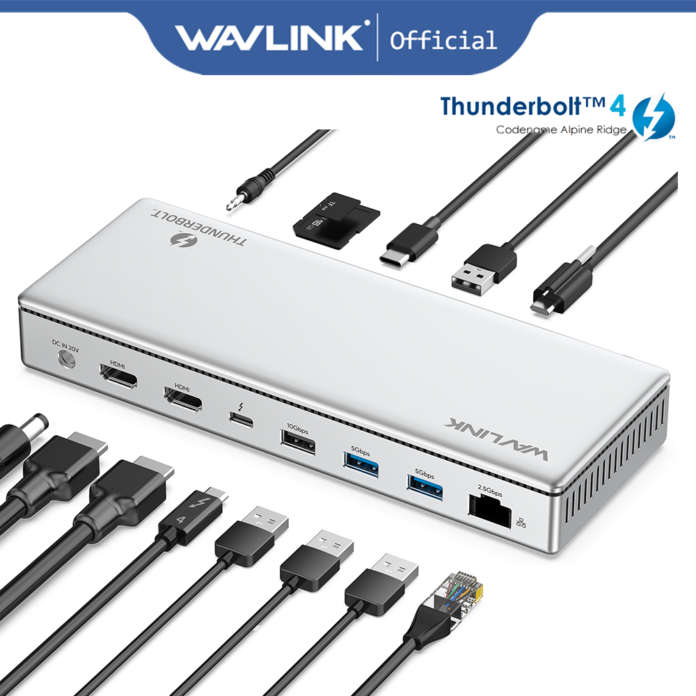 Wavlink Thunderbolt 4 Docking Station 8K Triple 4K จอแสดงผล 13 In 1 แล็ปท็อป Dock สําหรับ TBT 4/3 PC 40 Gbps พร้อม Max 96W ชาร์จสําหรับแล็ปท็อป 2.5G RJ45