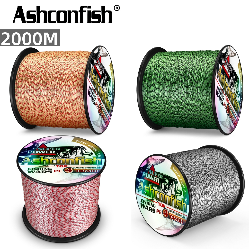 Ashconfish 2000 เมตร  ถัก4 เส้นจุด สายตกปลาถัก Dyneema สาย PE สายที่มองไม่เห็น