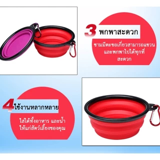 อาหารสัตว์เลี้ยง ชามสัตว์เลี้ยง (มีแหวน) ชามอาหารซิลิโคน ชามพับได้ ถ้วยพับได้ ชามซิลิโคนใส่น้ํา และ