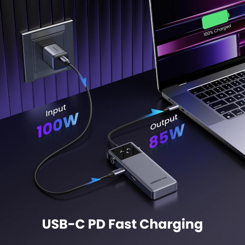 Ugreen Uno 6-in-1 HUB 4K@60Hz 10Gbps Robot HUB PD100W อะแดปเตอร์ USB C HDMI Type C thumbnail 4
