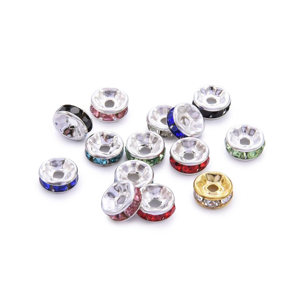 50-100 ชิ้น 4-10 มม. ทองและเงิน, rhinestones, ลูกปัดคริสตัล, เครื่องประดับลูกปัดสเปเซอร์จํานวนมาก