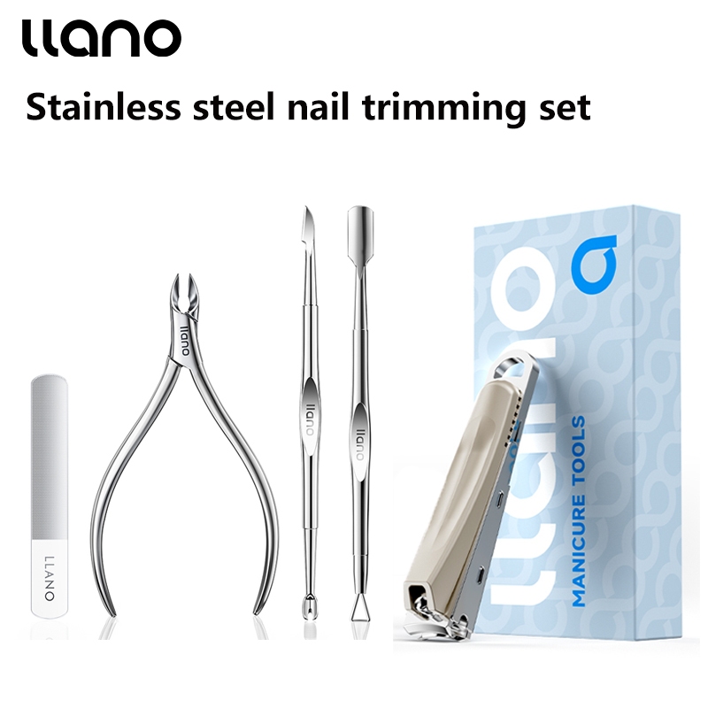 Llano 2/5pcs สแตนเลสสตีลเล็บชุด Anti-splash เล็บ Clipper สําหรับ Hard & หนาเล็บ Cuticle Nippers Trimmer Dead Skin Remover เครื่องมือ