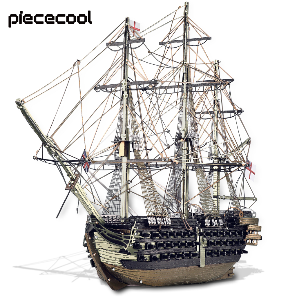 Piececool 3D ปริศนาโลหะสําหรับผู้ใหญ่, ชุดโมเดลเรือ HMS VICTORY, ชุดอาคารโมเดลอิฐน้ํา 3 มิติ, ของขวั