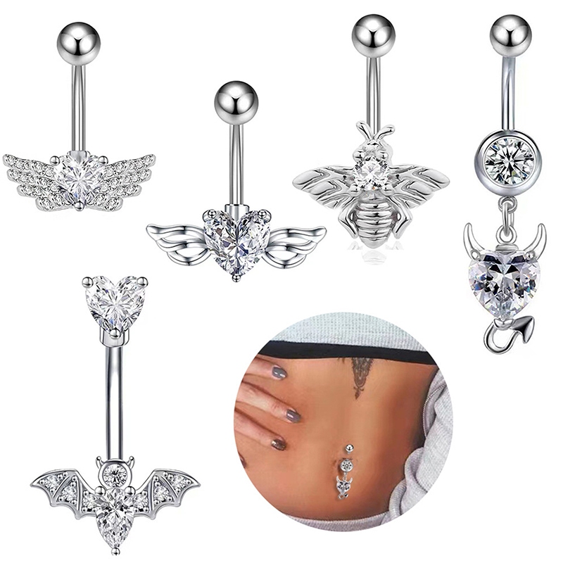 Byth ที่ละเอียดอ่อน Belly ปุ่มแหวนหัวใจ Belly Navel โค้ง Barbell แหวนสะดือสําหรับผู้หญิงสาวแฟชั่นเซ็กซี่เครื่องประดับ byth