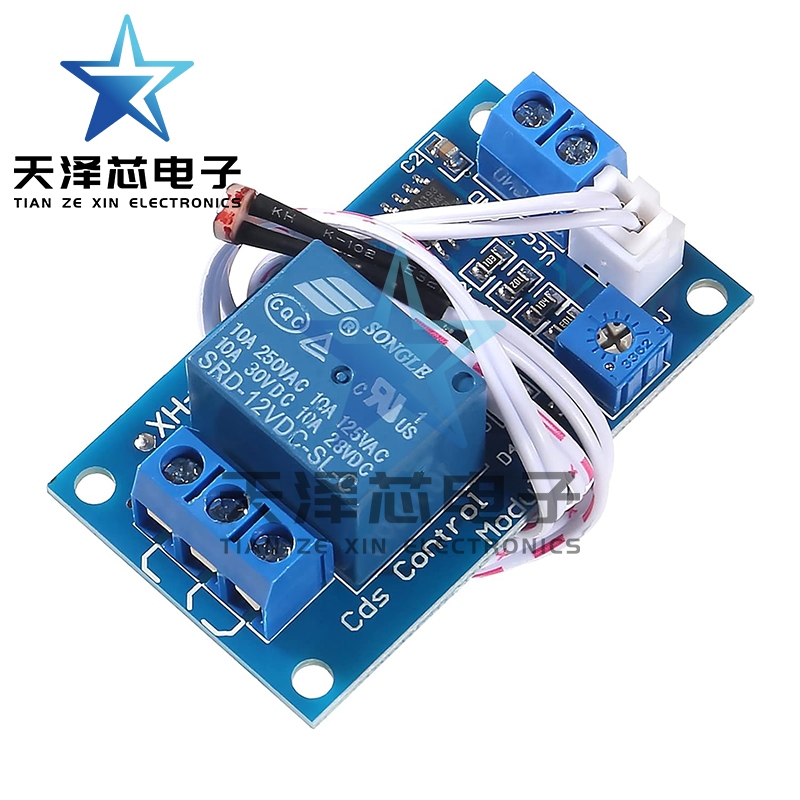 Xh-m131 Photoresistor Relay Module, DC 12V 10A Light Control Switch โฟโตรีซิสเตอร์รีเลย์โมดูลตรวจจับความสว่างอัตโนมัติโมดูลควบคุมพร้อมสาย (12V)