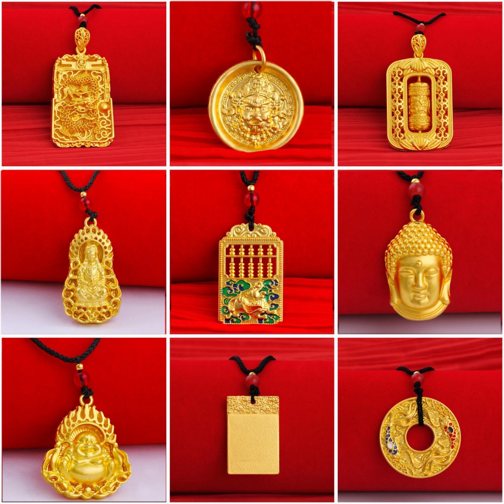 916 Solid Gold-plated Buddha/GuanYin สร้อยคอผู้หญิง Solid Amulet จี้สร้อยคอ FengShui Transfer อุปกรณ์เสริม