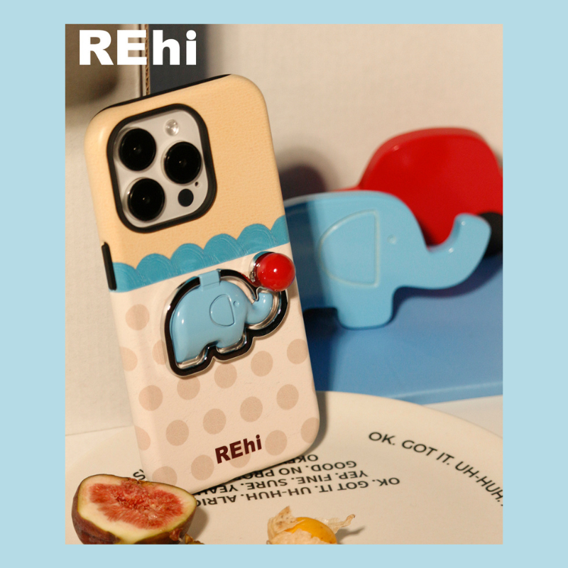 [พร้อมส่ง] REhi Case Floating Elephant Phone Case Film Case Elephant Stand Phone Case IPhone 13/14/1