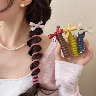 เรซิ่นโบว์ฟองถักเปียสายโทรศัพท์ผูกผมน่ารักหางม้าถักสิ่งประดิษฐ์