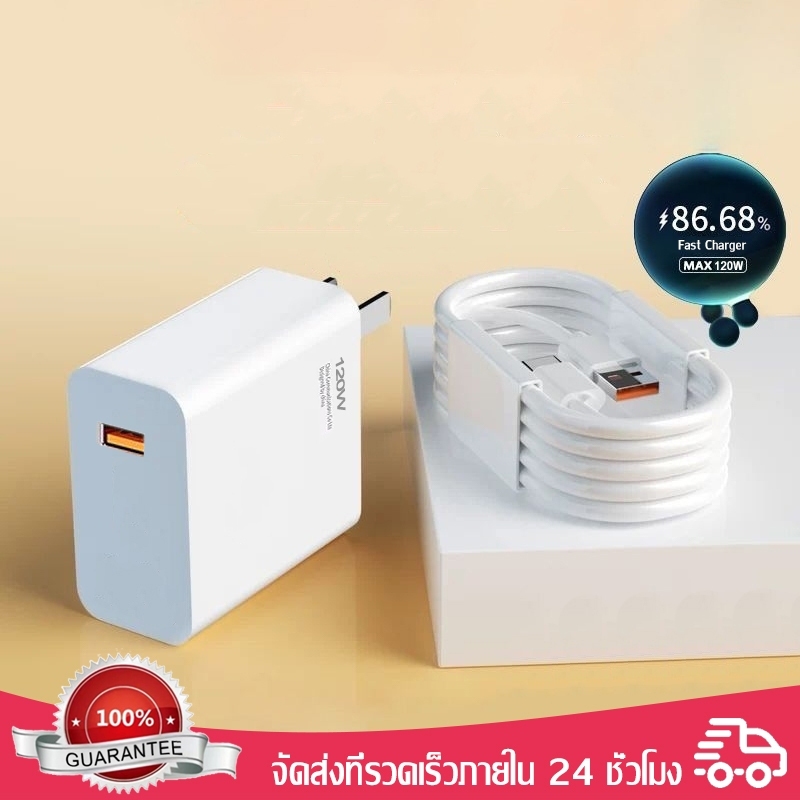 ชุดชาร์จ 120W ที่ชาร์จเร็ว หัวชาร์จ 1M/1.5/2M 6A สายชาร์จเร็ว USB to type c fast Charge