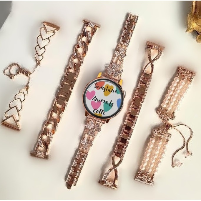 Rose Gold 18mm 20mm 22mm Strap For สาย huawei watch gt 5 Strap Huawei watch GT 4/GT2 pro GT2E GT2 GT3 GT3Pro สายนาฬิกา Huawei GT4 Strap Amazfit Bip 5 สาย Amazfit Bip 3 pro Strap Huawei watch GT 5 สาย GTS2 GTS3 Amazfit GTS 4 mini สาย Galaxy Watch 7 สาย
