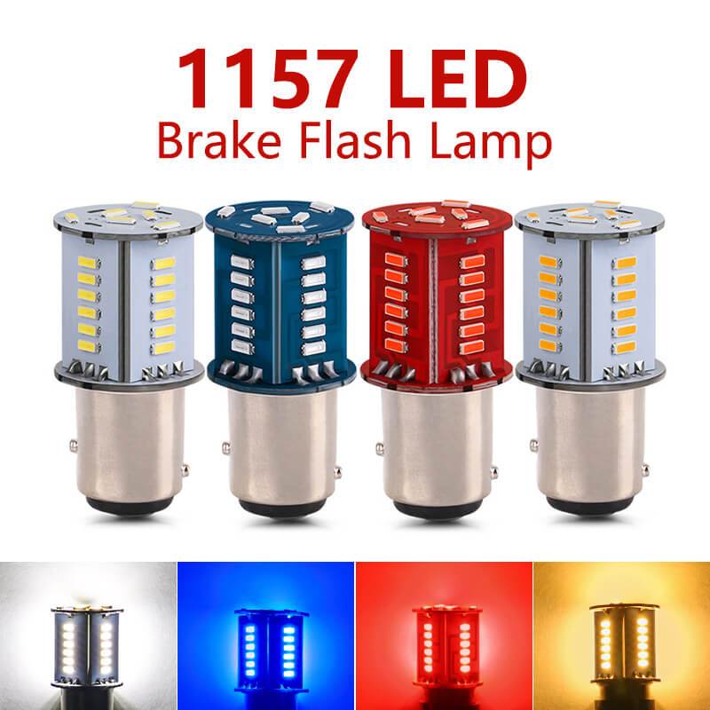 1pcs ไฟท้ายรถจักรยานยนต์แฟลช 1157 LED Strobe สัญญาณ Blinker หยุดไฟเบรค BAY15D หลอดไฟกระพริบ 12V 30SMD ไฟท้ายรถยนต์และไฟสัญญาณย้อนกลับ