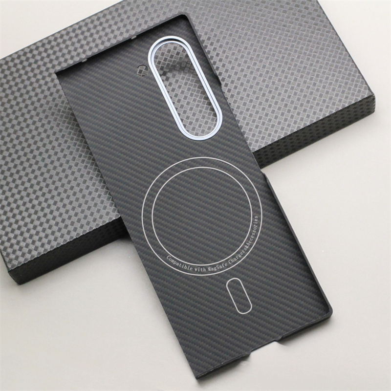 สําหรับ Samsung galaxy Z FOLD 5 6 5G กรณี Slim คาร์บอนไฟเบอร์แท้ Aramid Fiber Frosted Hard โลหะเลนส์ Protector ไร้สายฝาครอบแม่เหล็ก