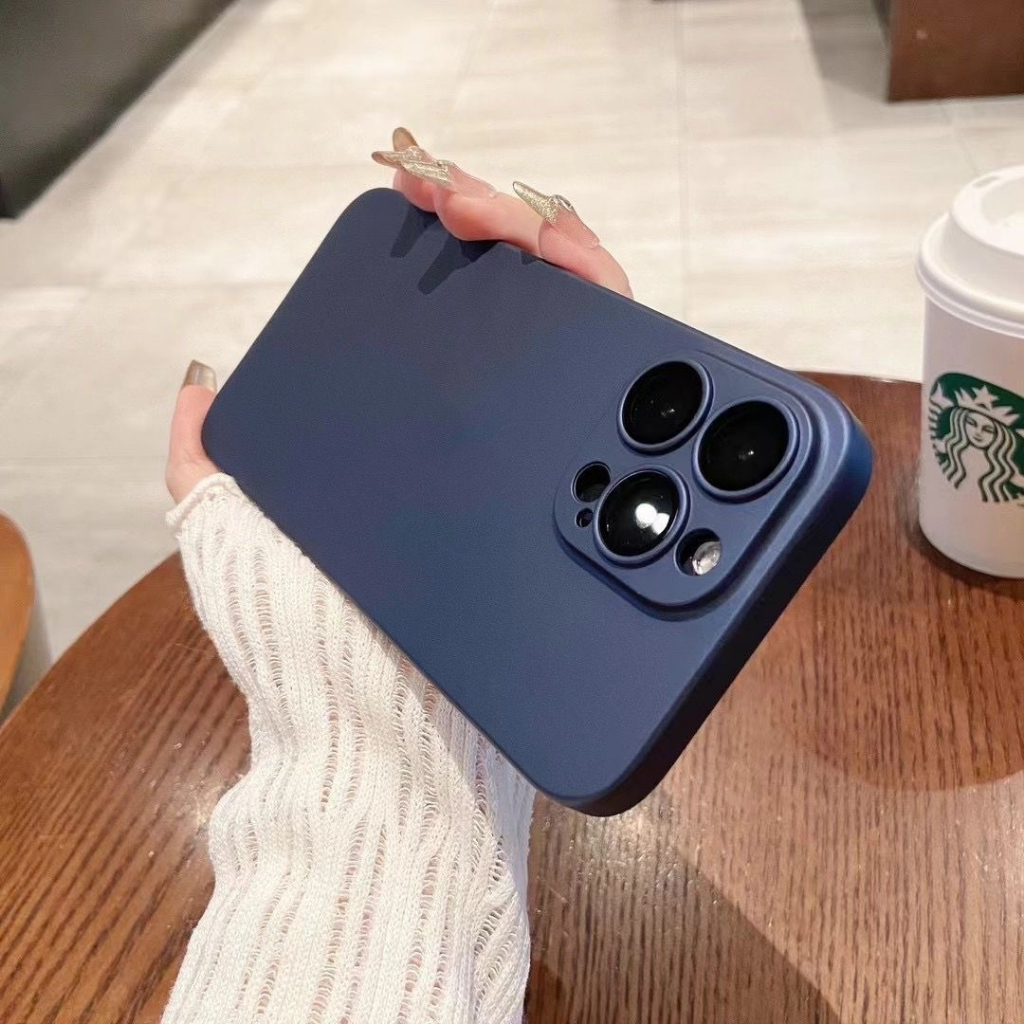 มีโลโก้เคสโทรศัพท์แบบด้าน Pc บางเฉียบสําหรับ iPhone 11 12 13 14 15 Pro Max Plus กันกระแทกพร้อมป้องกันกล้องปลอกแข็ง iPhone 11 ฝาหลัง
