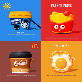 French Fries รูปร่างหูฟังสําหรับ 4 ถ้วยกาแฟรูปร่าง 2024 สไตล์ใหม่สําหรับ AirPods3 หูฟังป้องกันกรณีใช้งานร่วมกับ AirPodsPro3 กรณี AirPods2gen กรณี